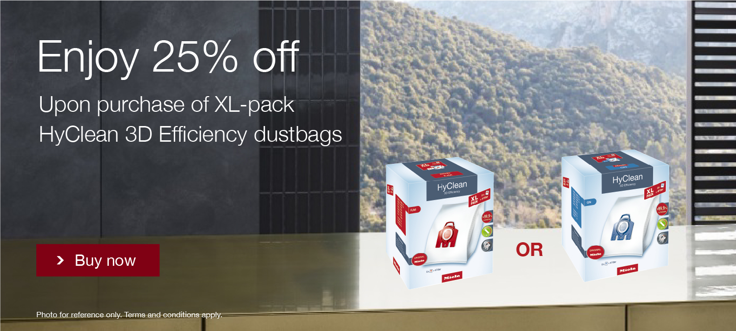 Enjoy 25% upon purchase of HyClean 3D Efficiency dustbags